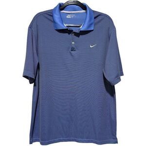 Nike Golf Sport Mens Dri Fit Tour Performance Classic Polo Shirt Striped Blue XL